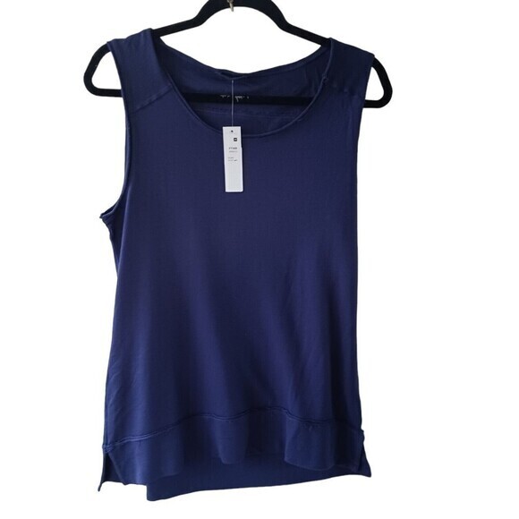 Lamade Modal‎ Tank Top Size Small Exposed Seams Peony Galaxy Blue Flowy Relaxed - Picture 1 of 11